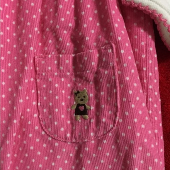 Carter’s pink and white polkadot corduroy overalls - Picture 4 of 7